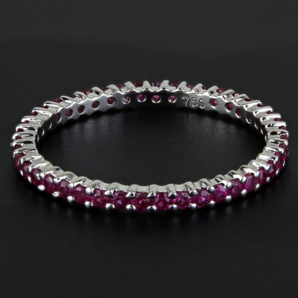New Jolie 18k White Gold & Red Ruby Stackable Eternity Wedding Anniversary Ring - Picture 2 of 3